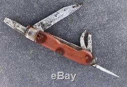 1910 Coutellie Suisse Wenger Delemont Swiss Army Knife Rare Soldier Knife Fibre