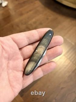 1950's Victorinox Victoria Secretary 84mm Buffalo Horn with Exposed Rivets Knife