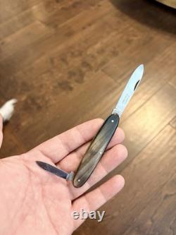 1950's Victorinox Victoria Secretary 84mm Buffalo Horn with Exposed Rivets Knife