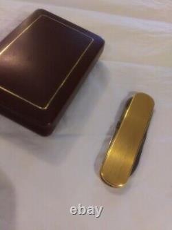 1980 Victorinox Satin Gold Plated Deluxe Ambassador Swiss Army Knife Luxury NOS