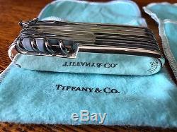 2 RARE Tiffany Co Swiss Army Sterling Silver 18k & Streamerica pocket knifes