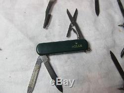 21 Pc Swiss Army Knife Lot Rolex Logo Tinker Deluxe Midnight Minichamp Huntsman