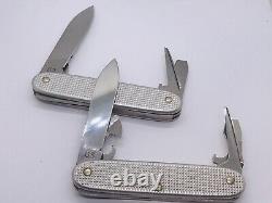 2x lot Victorinox ALOX 2002/ 2003 Ribbed Pioneer Silver Swiss Army Knife 93MM