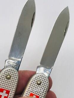 2x lot Victorinox ALOX 2002/ 2003 Ribbed Pioneer Silver Swiss Army Knife 93MM