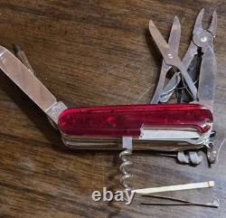 9 Victorinox CyberTool Lite Ruby Red Swiss Army Knife 91mm 24 Tool Rare Used