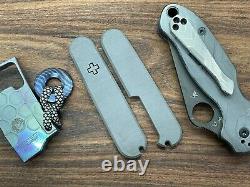 Acid etched & LOGO + Titanium Swiss Army Knife SCALES for 91mm Victorinox