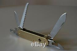 Brasswerx Micro Farmer Cadet 84mm Custom Swiss Army Knife SAK Brass Scales NIB