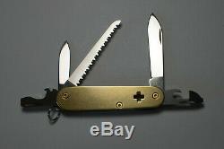 Brasswerx Micro Farmer Cadet 84mm Custom Swiss Army Knife SAK Brass Scales NIB