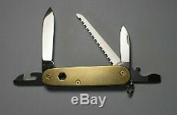 Brasswerx Micro Farmer Cadet 84mm Custom Swiss Army Knife SAK Brass Scales NIB