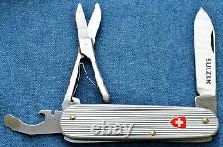 C. 1980s NIB 84mm Victorinox Ribbed Alox Red Shield Voyageur Swiss Army Knife VTG