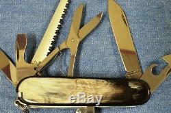 C. 1991 Victorinox HUNTSMAN-BISON HORN SCALES Swiss Army Knife New in Box NOS VTG