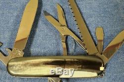 C. 1991 Victorinox HUNTSMAN-BISON HORN SCALES Swiss Army Knife New in Box NOS VTG