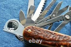 C1990s Vintage, RARE STAGHORN VICTORINOX SwissChamp Swiss Army Knife NEW IN BOX