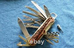 C1990s Vintage, RARE STAGHORN VICTORINOX SwissChamp Swiss Army Knife NEW IN BOX