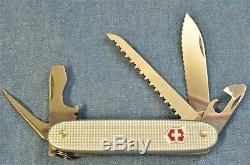 C2015 Victorinox FARMER SERRATED SILVER ALOX RED SHIELD Swiss Army Knife NIB NOS