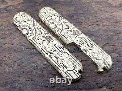 CIRCUIT BOARD engraved BRASS Swiss Army Knife SCALES only for 91mm Victorinox