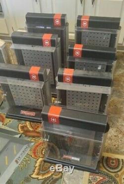 Collection of VICTORINOX Swiss Army Knife ROTATING & LOCKING STORE DISPLAY CASES