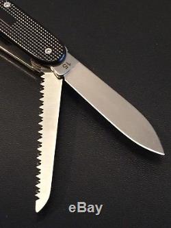 Custom Black Alox Farmer Swiss Army Knife Mod with Clip And Scissors (Used)