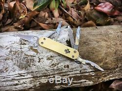 Custom Brass Victorinox Swiss Army Knife with Spyderco Parts (Spydernox Rambler)