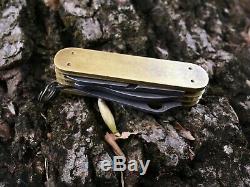 Custom Brass Victorinox Swiss Army Knife with Spyderco parts (Spydernox Minichamp)