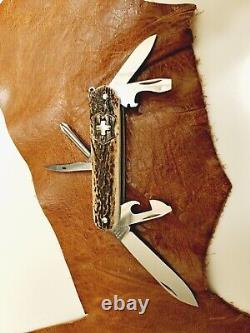 Custom Stag Victorinox Tinker Swiss Army Knife Antler Scales 91mm