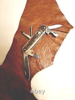 Custom Stag Victorinox Tinker Swiss Army Knife Antler Scales 91mm