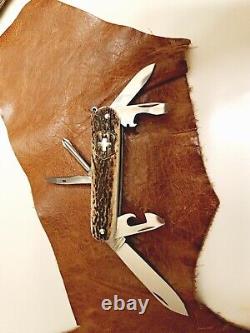 Custom Stag Victorinox Tinker Swiss Army Knife Antler Scales 91mm