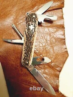 Custom Stag Victorinox Tinker Swiss Army Knife Antler Scales 91mm