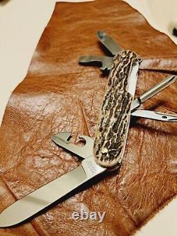 Custom Stag Victorinox Tinker Swiss Army Knife Antler Scales 91mm