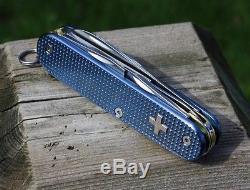 Custom Victorinox Alox Blue Textured Titanium Super Tinker Swiss Army Knife Mod