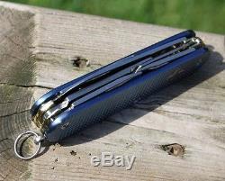 Custom Victorinox Alox Blue Textured Titanium Super Tinker Swiss Army Knife Mod