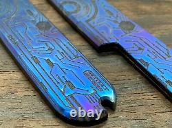 Flamed CIRCUIT BOARD engraved Titanium Swiss Army Knife SCALES for 91mm