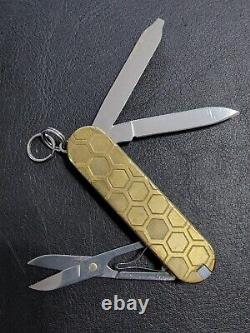HONEYCOMB engraved Brass Swiss Army Knife // 58mm Victorinox SAK Keychain