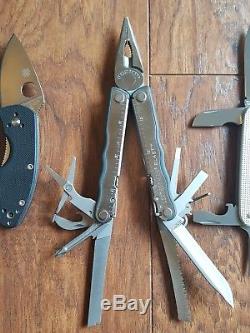 Knife Lot Swiss Army Knife, CRKT, Spyderco, Leatherman, Buck