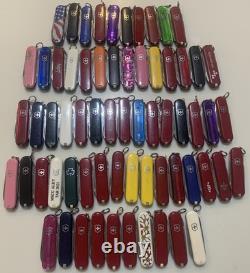 Lot Of 65 Victorinox Classic SD Swiss Army Knives 58mm Various Models Colors