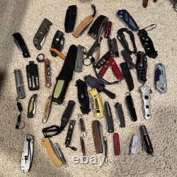 Lot of 10 Random Pocket Knives Gerber Buck Victorinox Boker CRKT Swiss Army