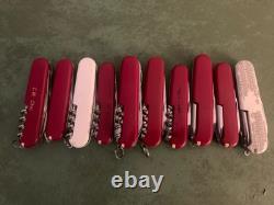 Lot of 10 Victorinox Swiss Army Knives Mix Of Models And Size TSA Average 2 Good