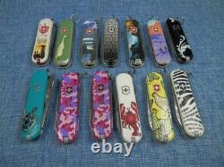 Lot of 13 Victorinox 58mm Swiss Army Knives Classic SD Mixed Colors