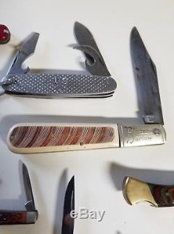 Lot of 14 Vintage Pocket Knives Barlow, Old Timer, Camillus, Case, Swiss Army