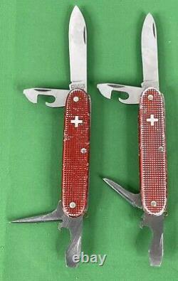 Lot of 2 Victorinox PIONEER STURDY BOY RED ALOX OLD CROSS Swiss Army Knife SAK