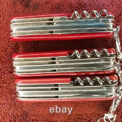 Lot of 3 Victorinox Explorer Red 91 mm Swiss Army Knife with Magnifying Glass