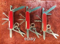 Lot of 3 Victorinox Explorer Red 91 mm Swiss Army Knife with Magnifying Glass