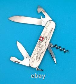 MINT Victorinox Spartan Eagle Swiss Army Knife Stainless Steel Handle! RARE