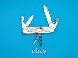 MINT Victorinox Spartan Eagle Swiss Army Knife Stainless Steel Handle! RARE