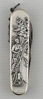 MINT Victorinox Spartan Firefighter carved stainless steel handle knife