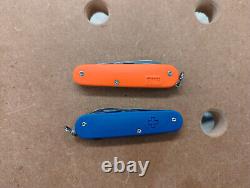 Matched Pair TNP Nutnfancy Victorinox Swiss Army Cadet Knives Orange & Blue G-10