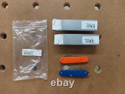 Matched Pair TNP Nutnfancy Victorinox Swiss Army Cadet Knives Orange & Blue G-10