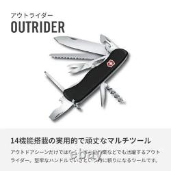 NEW VICTORINOX Outrider Black/Red Swiss Army Knife 14 Tools Camping Outdoor