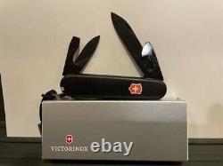 NIB Rare Victorinox Swiss Army Spartan PS Black Knife withOrange SA logo inlay