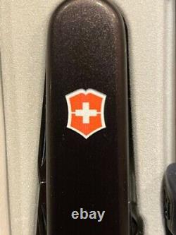 NIB Rare Victorinox Swiss Army Spartan PS Black Knife withOrange SA logo inlay